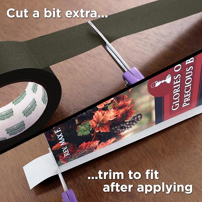 BookGuard 1-1/2 Inch Vinyl-Coated Cotton Cloth Bookbinding Repair Tape, 15 Yard Roll, Olive Green