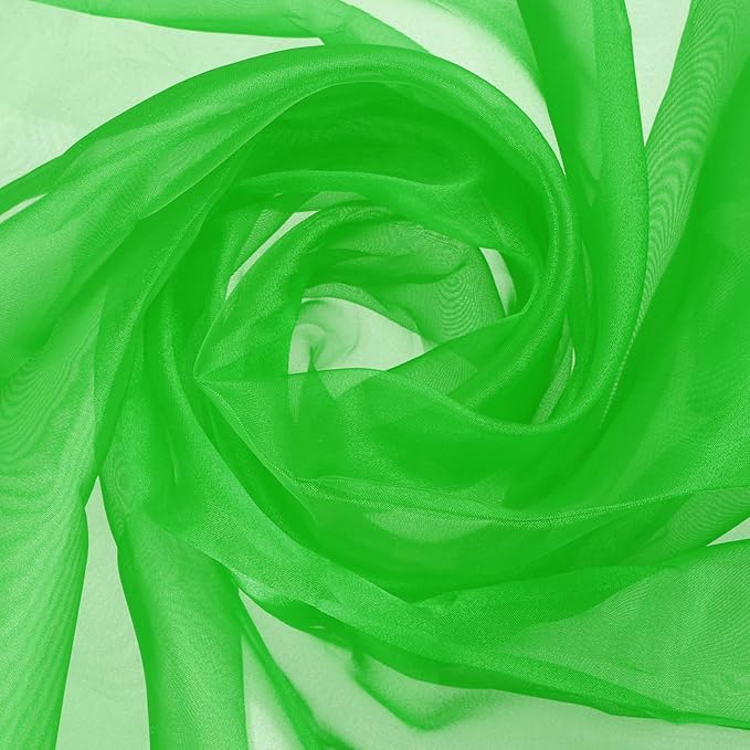MECCANIXITY Iridescent Sheer Organza Fabric, 2 Yards x 59 Inches Solid Holographic Shiny Fabric Organza Cloth for Wedding, Curtains, Costume, Photo Background, Green