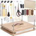 50 Pcs Book Binding Kits, 15"x11.4" Inch Wooden Book Press，Books Binding Materials, with Bone Folder, Awl, Needles for DIY Bookbinding, BookRepair, Handmade Crafts