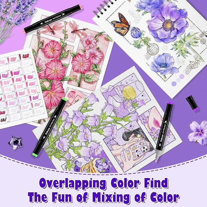 48 Colors Alcohol Markers Set, Dual Tips Blender Art Markers for Drawing Sketching Coloring Artist Pens and Underlining, Professional Permanent Sketch Marker for Kids adult coloring