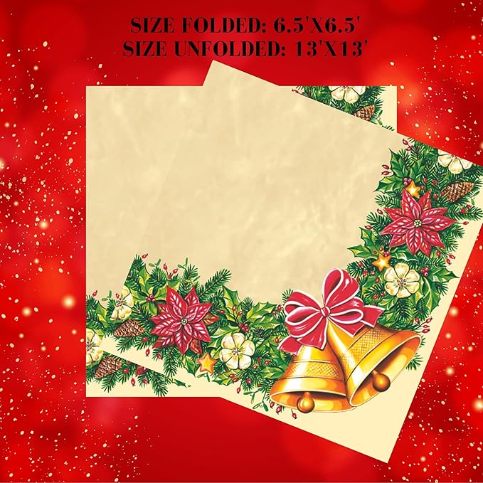 20-ct 13x13 Christmas Paper Decoupage Napkins, 3-Ply Servilletas Tissue Napkin for Dinner and Parties, Disposable Napkins (Bells)