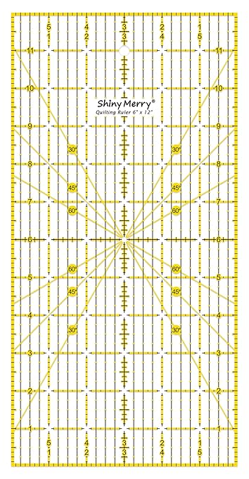 Quilting Ruler 6"x12",Non-Slip Clear Acrylic Sewing Ruler with Easy-to-Read Grid,Yellow & Black Grid Design,Perfect for Fabric,Patchwork,Cutting & Sewing Crafts,Durable Tool for Quilting