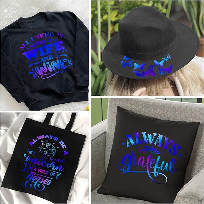 VINYL FROG Holographic HTV Vinyl Roll 12" x5ft Blue Metallic Heat Transfer Vinyl Iron on Vinyl Easy to Cut & Weed DIY Heat Press Design for T-Shirts