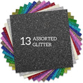 Glitter HTV Heat Transfer Vinyl 12"x12" Bundle 13 Sheets Iron on Vinyl for T-Shirts Gifts Design(Assorted)