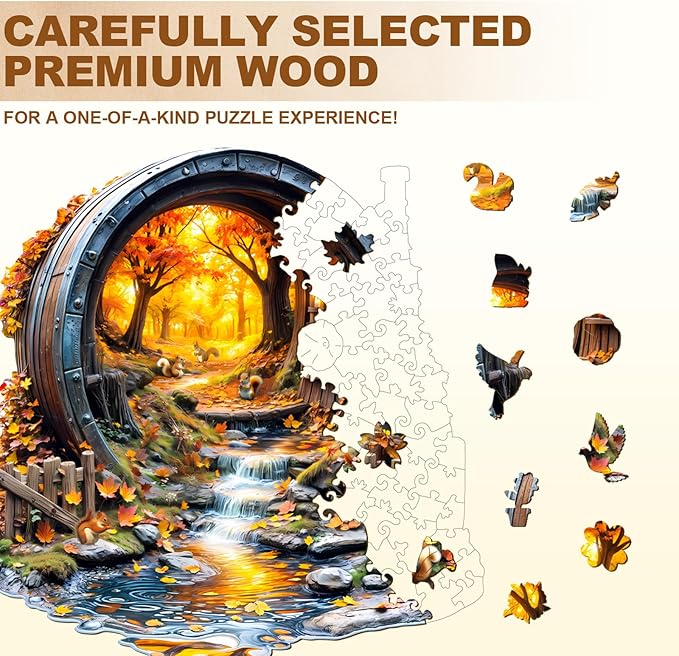 Wooden Puzzles for Adults, Barrel of Autumn Puzzles, Wood Adult Puzzle, Birthday Gifts for Puzzle Lover (L-13.4 * 13.4 in 275pcs)