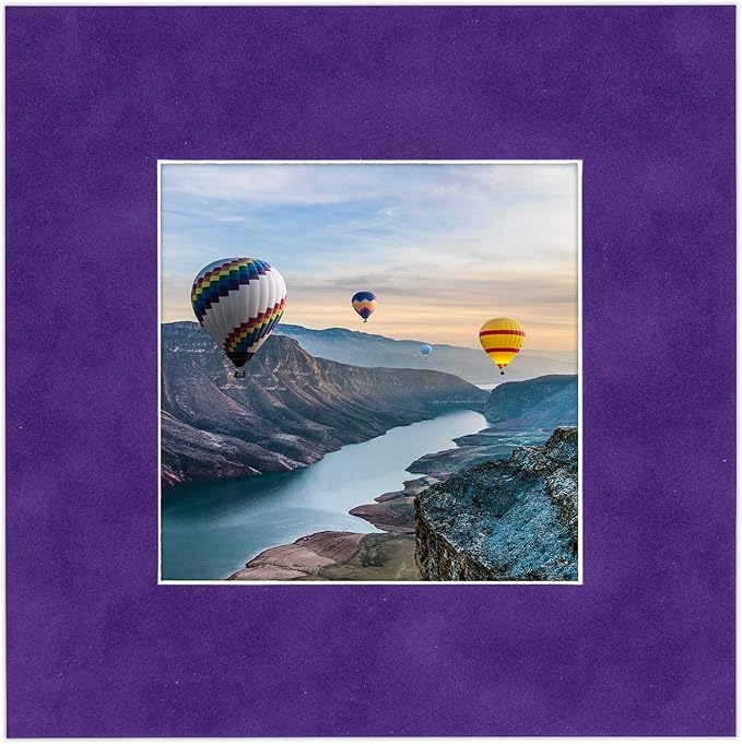 8.5x11 Mat Bevel Cut for 7x9 Photos - Acid Free Purple Crocus Suede Precut Matboard With Backing Board and Crystal Clear, Self Seal Photo Mat Bag - For Pictures, Photos, Framing - 4-ply Thickness