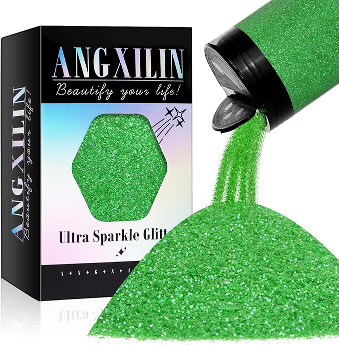 High Capacity 260g Iridescent Fine Glitter,Shaker Bottle Fine Glitter for Epoxy Resin DIY Craft,Rainbow Fine Glitter for Nail Art Face Body Glitter Tumbler Making (IRI Green)