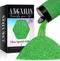 High Capacity 260g Iridescent Fine Glitter,Shaker Bottle Fine Glitter for Epoxy Resin DIY Craft,Rainbow Fine Glitter for Nail Art Face Body Glitter Tumbler Making (IRI Green)