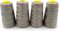 Tortoise 4 Cones of 3000 Yards Each Spool Thread for All Purpose, Serger, Overlock, Quilting, Sewing Machine - 40S/2 Rainbow-3 Polyester Thread