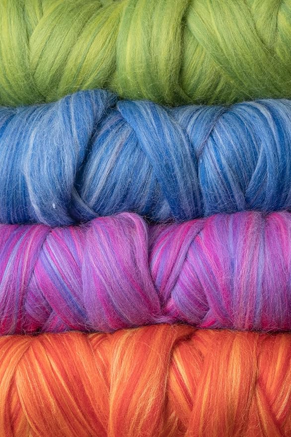 Multi Colored Natural Wool roving, 1 lb. Best Wool for Needle Felting, Wet Felting, handcrafts and Spinning. (Ocean Blue, 1lb)