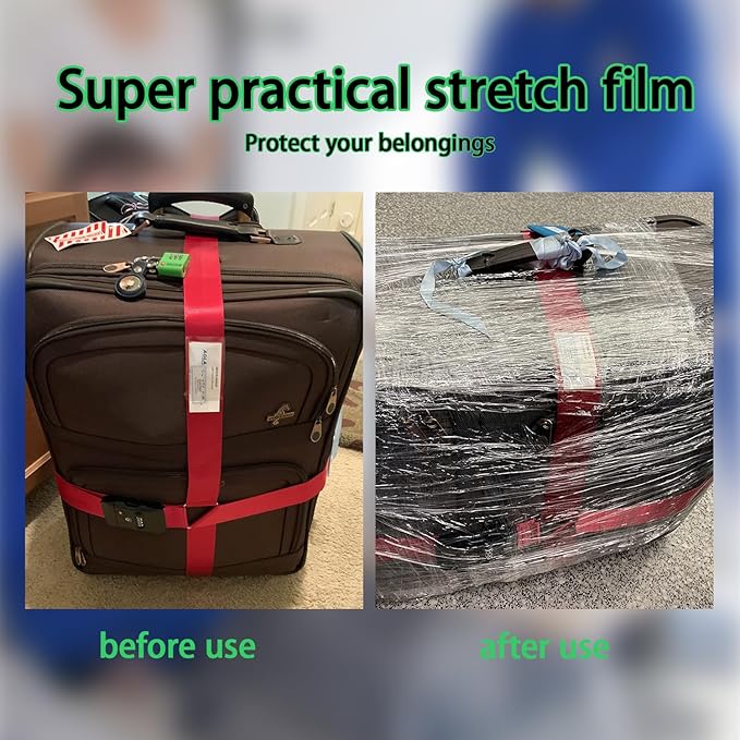 Mini Clear Stretch Wrap Film roll,5''x1000ft,4 Packs with 1 Plastic Handle,Self Adhering Industrial Plastic Wrap for Pallet Wrap,Heavy Duty Packaging,Moving,Transparent Shrink Wrap,80 Gauge