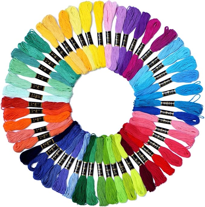 Friendship Bracelet String 50 Skeins Fashionable Rainbow Color Embroidery Floss Cross Stitch Embroidery Thread Cotton Floss Bracelet Yarn, Craft Floss