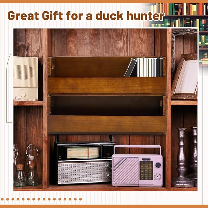 4 Set Wooden CD Storage Box Holder Shelf Cassette Tape Display Racks with Carrying Handles, Organizer Shelf for Movie Cases, DVDs, Each Set Can Store up to 36 Pcs CDs (Brown)