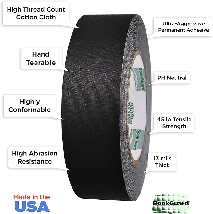 BookGuard Premium Bookbinding Repair Cloth Tape, 30 Yard Roll, 1.50 inch