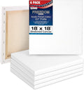 U.S. Art Supply 18 x 18 inch Stretched Canvas for Painting, 12oz Triple Primed, 6-Pack - Professional Artist Quality White Blank 3/4" Profile, 100% Cotton, Heavy-Weight Gesso - Acrylic Pouring, Oil