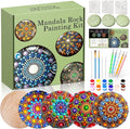 Mandala Rock Painting Kit - Mandala Dotting Tools Kit - 5 Large Wooden Rocks for Painting with Stencil Supplies, Dotting Tools for Paint Rocks - Dot Art and Crafts for Adults