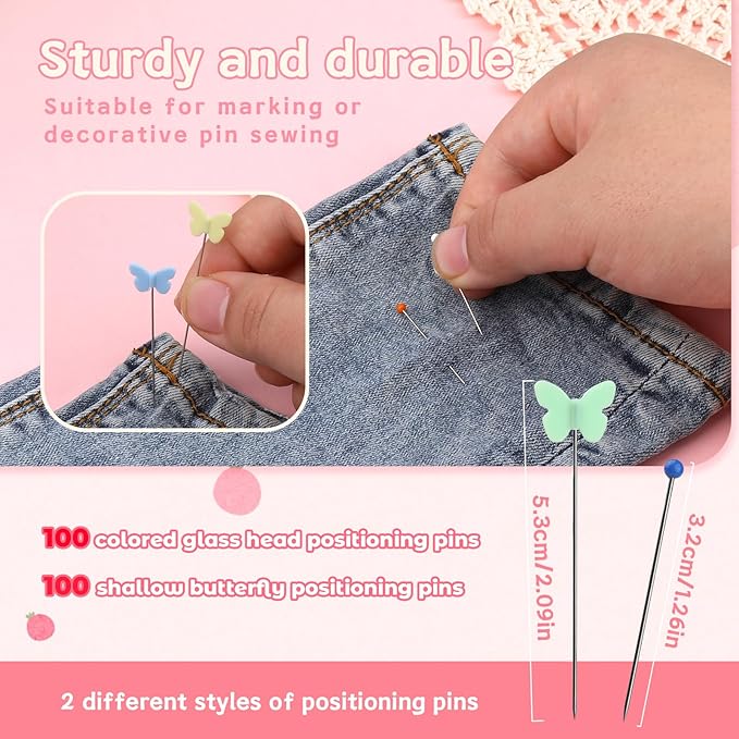 Wrist Pins Cushions for Sewing, 200PCS Sewing Pins, Cute Pin Cushion Wrist Pin Cushion with Elastic Strap, Sewing Products Colored for Handicrafts DIY Sewing