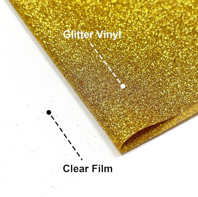 Golden Glitter HTV Heat Transfer Vinyl, 12" x 5ft lron on Vinyl, for T-Shirt Ironing, Vinyl HTV Easy to Cut and Weed, The Best Choice for DIY Creativity. (Golden, 12" x5ft)