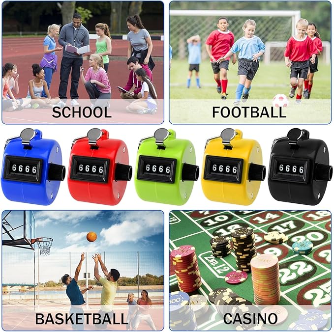 FEBSNOW Handheld Tally Counter Clicker 4 Digital Number Click Counter for School Event Golf Sports Office Stadium
