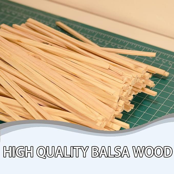 240Pcs Wood Square Dowel Rods 1/8 x 1/8 x 12 inch,Balsa Wood for Crafts,Model Making (1/8"x12"-240pcs)