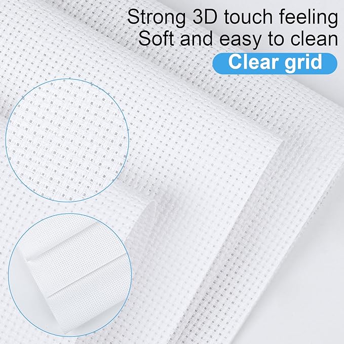 MYFAMIREA 16PCS Cross Stitch Fabric, 4 Sizes White Aida Cloth 14 Count Craft Embroidery Cloth Classic Reserve Cross Stitch for Home DIY Handmade Needlework Embroidery Decoration, 5.9 to 11.8 inch