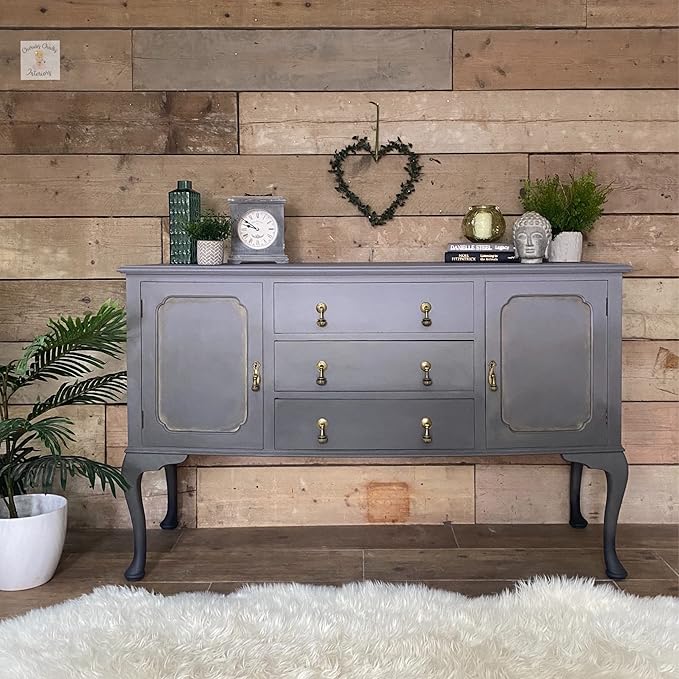 Dixie Belle Paint Company Chalk Finish Furniture Paint - Mason Dixon Gray (16oz) - Matte Charcoal Gray Chic Chalk Mineral DIY Furniture Paint