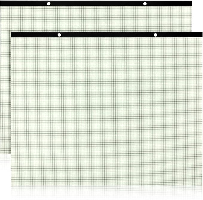 2 Pcs 22 x 17'' Large Engineering Paper Pad 4" x 4" Graph Paper Pad for Blueprint Drawings Drafting Paper Sketching Engineering Pad for Engineer Architect Designer Mathematician(Green Beige)