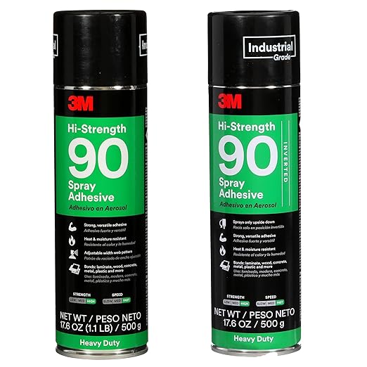 Bundle of 3M Hi-Strength 90 Spray Adhesive + 3M Hi-Strength 90 Spray Adhesive, Inverted Nozzle, Will Spray Upside Down Only