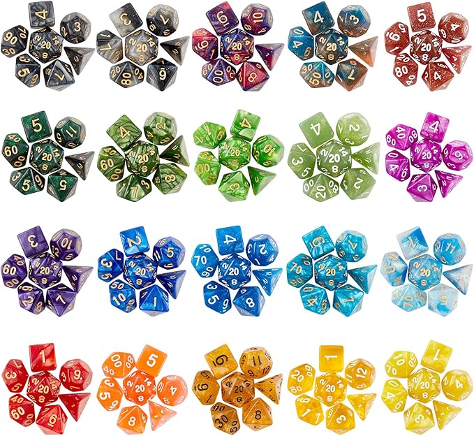 DND Dice Set (140 Pieces), Huuancy Polyhedral Dice for Dungeons and Dragons DND RPG MTG Table Games with 1 Large Flannel Bag, 20 Colors