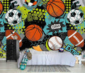 AFZEVEB-Colorful Graffiti Wallpaper Hand-Painted Ball Wall murals for Kids Room 114"x74"(Not Peel and Stick)