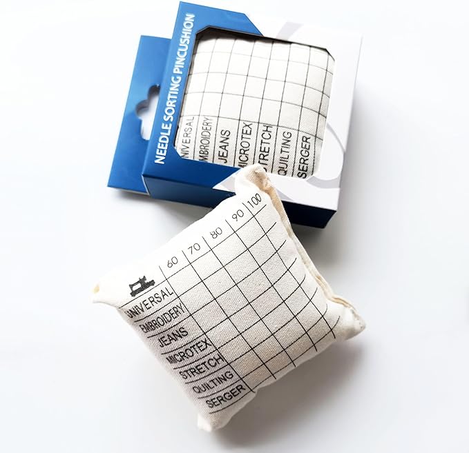 HONEYSEW Needle Sorting Pincushion – Sewing Pin Holder Pin Cushion Organizes Sewing Machine Needles for Fast, Easy Identification – Sorts 5 Sizes and 7 Types of Universal and Embroidery Needles