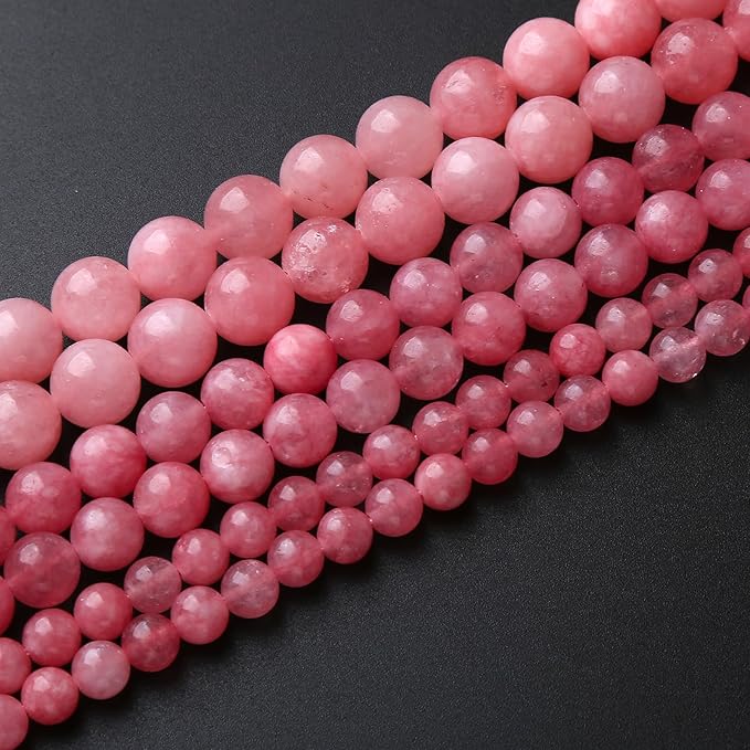60pcs 6mm Natural Rose Pink Chalcedony Stone Round Loose Beads for Jewelry Making DIY Bracelets Necklaces Crystal Energy Healing Stone Beads 15" (6mm, Rose Pink Chalcedony)
