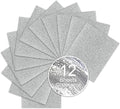 Silver Glitter Heat Transfer Vinyl, 12 Pcs 12"x10" Iron-On Vinyl Sheets – Easy to Cut & Weed, No-Flake, Washable Glitter HTV, Compatible with Cricut & Silhouette – Great for DIY Summer Projects