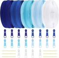 DOITEM 15.3 Yards/ 14 m 5 Pieces Assorted Colors #3 Nylon Coil Zippers, Sewing Zippers Endless Zips with 20 Pieces Zipper Sliders Zip Heads for DIY Sewing Tailor Craft Supplies (Blue White)