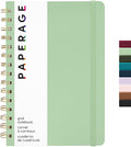 PAPERAGE Graph Paper Spiral Notebook & Journal, (Sage), 160 Pages, Medium 5.5 inches x 8 inches - 100 GSM Thick Graphing Paper, Hardcover, Double-Wire Grid Spiral Notebook