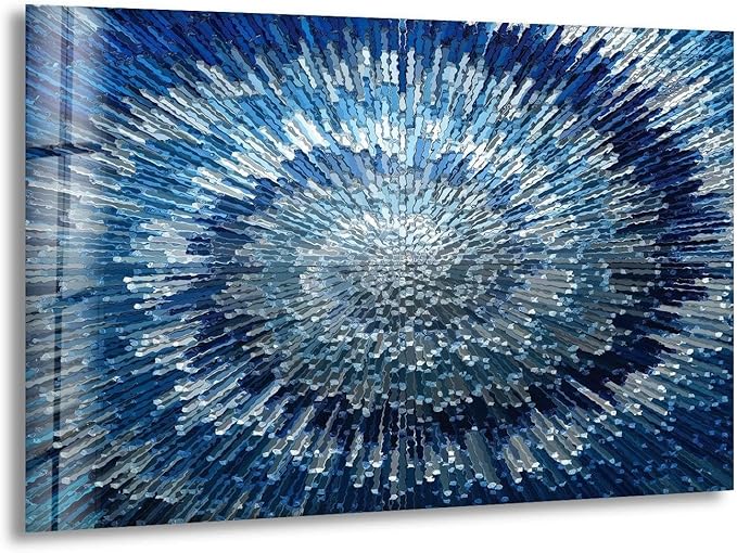 My Photostation.com 35.5Wx30H'' Abstract Blue Textured Glass Wall ArtTempered Glass Printing Wall Decor Large Wall Art Wall Hangings