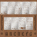 9PCS Metal Stencils Wood Burning Stencil Metal Letter Stencil Alphabet and Number Stencils for Journaling Engraving Templates for Wood Carving Drawing Scrapbooking Journal Craft DIY