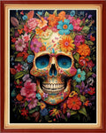 Joyhoor Cross Stitch Kits for Beginners Stamped Cross-Stitch Supplies Needlework preprint Embroidery Kits for Adults DIY Needlepoint Kits Embroidery Patterns 11CT-Colorful Skull 16x20 inchs