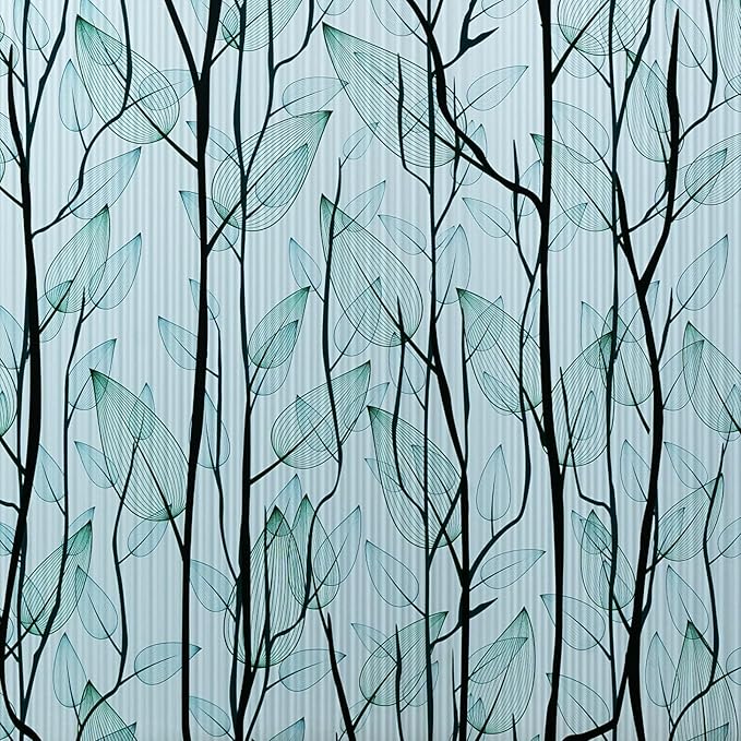 DKTIE Nature Pattern Rainbow Window Film Decorative Stained Glass Window Film Static Cling Films Easy Apply Removable Comes with Tools (U1747-Reeded Glass, 35.4" x 118.1")