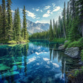 14ct Counted Cross Stitch Kits for Adults Mountains Trees Lake Printed Stamped Cross Stitch Patterns Kits Cross Stitch Supplies (Mountains Trees Lake)