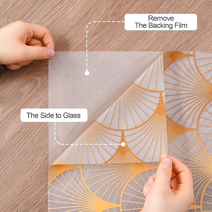 DKTIE Geometric Art Stained Glass Window Film Bathroom Window Privacy Film Frosted Glass Static Clings Non Adhesive with Installation Tools, Modern Home Improvement Style (S117, 35.4'' x 78.7'')