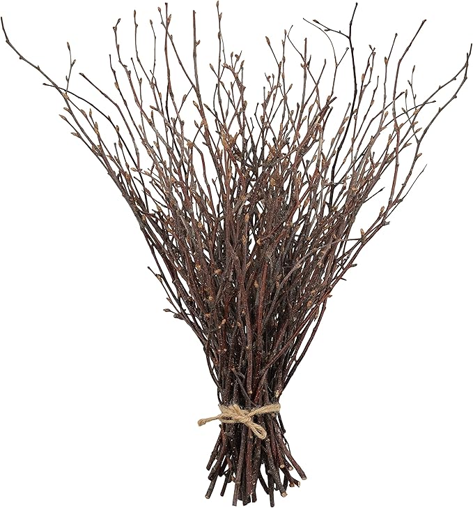 Uieke 200PCS Birch Twigs – 17 Inch Natural Dried Plants Decorative Birch Branches for DIY Crafts, Birch Sticks for Vases Wedding Arrangements Home Wreath Decor