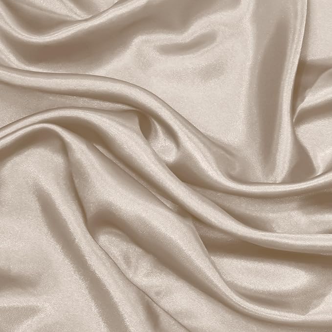 RUDONG M Beige Satin Fabric by The Yard, 3 Yard x 60 Inch Wide Silky Charmeuse Satin Fabric, Soft Satin Fabric for Wedding Decorations, Bridal Dress, Sewing, Accessories, DIY Crafts