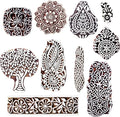 Royal Kraft Wooden Stamps for Block Printing on Saree Border, Textile, Clay, Pottery, Tattoo (Set of 10) MXtag0005