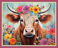 Disnesart Cross Stitch Stamped Full Embroidery Kits DIY 11CT Cotton Thread Printed DIY Needlepoint Kits Craft Needlework Set Cross-Stitch Stamped Sets-Colorful Flowers, Colorful Cows 16x20 inch