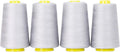 Mandala Crafts 4 Pack of Serger Threads Cones Spools - 20S/2 24000 Yards Polyester Gray Threads for Sergers Machine and Overlock Quilting Sewing Machine