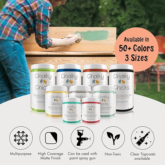 Chalky Chicks All-in-One Chalk Paint for Furniture or Cabinet - 32 Fl Oz - Matte Finish Gingers Blush Pink for Metal, Wood Furniture Paint - No Sanding All-in-One for Home Decor & Crafts, USA Made