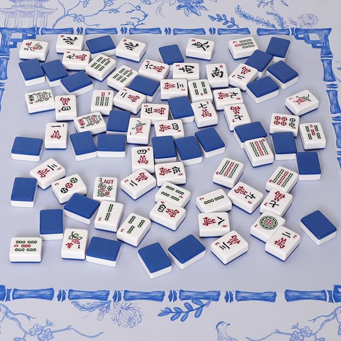 American Mahjong Tile Set with 166 Navy Blue Back Tiles (1.2”, Tiles Only)