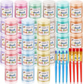 Faccito 36 Pcs Sidewalk Chalk Paint Kit Non Toxic Paint Washable Powdered Chalks Mix in Water 9 Vibrant Colors with Paintbrush for Creative Sidewalk and Chalkboard Fun