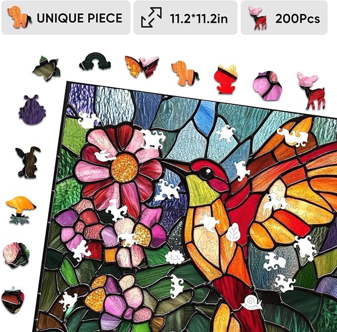 Wooden Jigsaw Puzzles -Bird Wooden Puzzles for Adults, 500 Pcs King Size 15.9'' x 15.9'', Luxurious Shaped Wood Puzzle, Beautiful Package, Best Gift for Adults and Kids, Family Game
